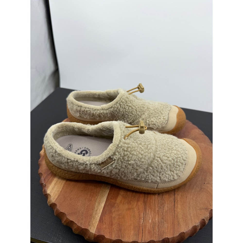 KEEN Howser III Slide Slippers Women 8 Beige Fleece Cozy Gorpcore 1026651
